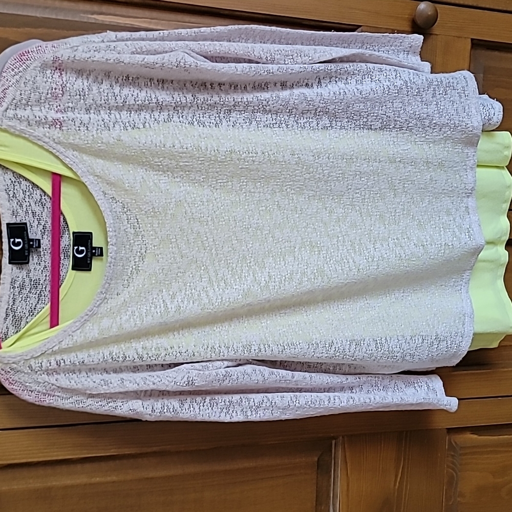 2 PC Sm long sleeve beige tunic with yellow tank top